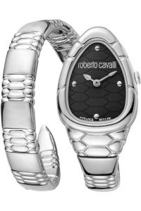 Reloj de pulsera Roberto Cavalli by Franck Muller - RV1L184M0021 correa color: Gris plata Dial Negro Mujer