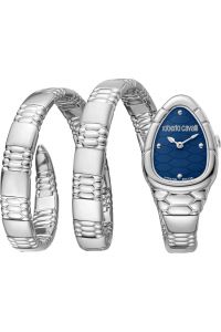 Reloj de pulsera Roberto Cavalli by Franck Muller - RV1L186M0011 correa color: Gris plata Dial Azul noche Mujer