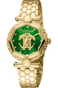 Reloj de pulsera Roberto Cavalli by Franck Muller - RV1L204M0061 correa color: Oro amarillo Dial Mother of Pearl Nácar Verde botella Mujer