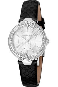 Reloj de pulsera Roberto Cavalli by Franck Muller - RV1L214L0011 correa color: Negro Dial Gris plata Mujer