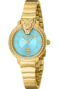 Reloj de pulsera Roberto Cavalli by Franck Muller - RV1L215M0051 correa color: Oro amarillo Dial Azul luminoso Mujer