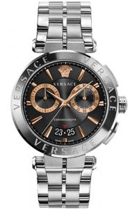Reloj de pulsera Versace - VE1D01019 correa color: Gris plata Dial Negro Hombre