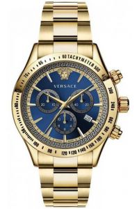 Reloj de pulsera Versace - VEV700619 correa color: Gris plata Oro amarillo Dial Azul Hombre