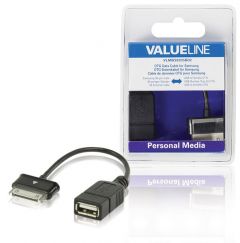 Valueline Cable de datos OTG para Samsung, 30 pines macho - USB A hembra, negro, 20 cms