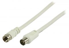 Valueline Cable de antena F macho - coaxial macho de 3 m en color blanco