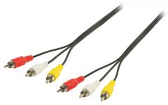 Valueline Cable AV RCA de 3 x RCA macho a 3 x RCA macho de 5,00 m en color negro