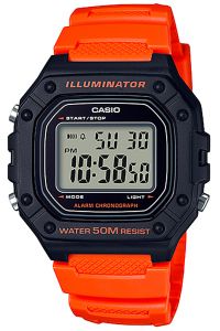 Reloj de pulsera CASIO Collection - W-218H-4B2 correa color: Naranja Dial LCD Negro Hombre