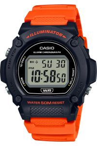 Reloj de pulsera CASIO Collection - W-219H-4A correa color: Naranja Dial LCD Negro Hombre