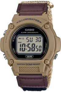 Reloj de pulsera CASIO Collection - W-219HB-5A correa color: Marrón Dial LCD Negro Hombre