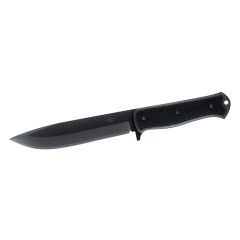 Cuchillo de Supervivencia Fallkniven A1xb. Cuchillo de Acero Pavonado CoSLam con Hoja de Color Negro de 16,1 cm, Mango de Thermorun con funda zytel. Cuchillo Enterizo.
