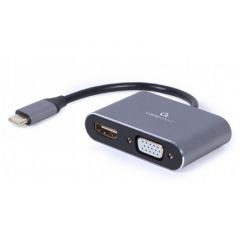 Cablexpert A-USB3C-HDMIVGA-01 adaptador de cable de vídeo 0,15 m USB Tipo C HDMI + VGA (D-Sub) Gris