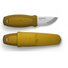 Morakniv STE-12650 Cuchillo de Caza Eldris, Hoja de acero inoxidable 12c27 de 5.9 cm y mango de polímero y goma TPE de color amarillo. Incluye funda con cierre por presión y hueco para cordón  