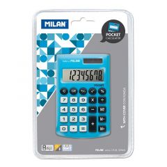 Milan digitos pocket calculadora 8 - calculadora de bolsillo - tacto suave - 3 teclas de memoria y raiz cuadrada - color azul