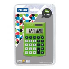 Milan pocket digitos calculadora 8 - calculadora de bolsillo - tacto suave - 3 teclas de memoria y raiz cuadrada - color verde