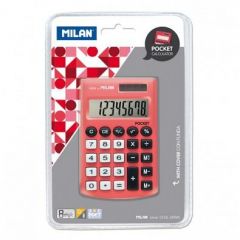 Milan pocket calculadora 8 digitos - calculadora de bolsillo - tacto suave - 3 teclas de memoria y raiz cuadrada - color rojo