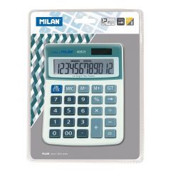 Milan calculadora de sobremesa 12 digitos - 3 teclas de memoria - apagado automatico - color blanco/azul