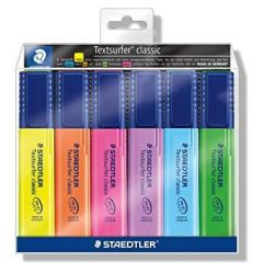 Staedtler textsurfer classic 364 pack de 6 marcadores fluorescentes - secado rapido - trazo 1 - 5mm aprox - colores surtidos
