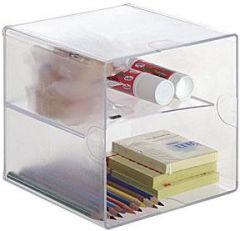 Archivo 2000 organizador archicubo divisor 2 compartimentos 150x150x150 mm cristal transparente