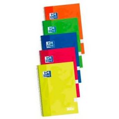 Oxford cuaderno espiral write&erase 80 hojas 4x4 con margen tapas extraduras folio colores -5u-