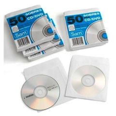 Sam sobre offset blanco 90 gr. engomado autoadhesivo 125x125 para cds/dvd 50 sobres
