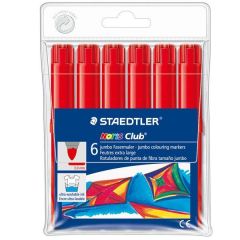 Staedtler noris watercolour 340 pack de 6 rotuladores de gran tamaño - trazo 3mm aprox - lavable facilmente - tinta base de agua - color rojo