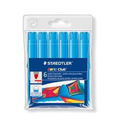 Staedtler noris watercolour 340 pack de 6 rotuladores de gran tamaño - trazo 3mm aprox - lavable facilmente - tinta base de agua - color azul claro