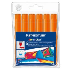 Staedtler noris watercolour 340 pack de 6 rotuladores de gran tamaño - trazo 3mm aprox - lavable facilmente - tinta base de agua - color naranja