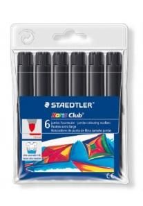 Staedtler noris watercolour 340 pack de 6 rotuladores de gran tamaño - trazo 3mm aprox - lavable facilmente - tinta base de agua - color negro