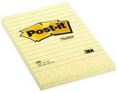 Post-It Notes, 4 in x 6 in, Canary Yellow, Lined, 12 Pads/Pack nota autoadhesiva Amarillo 100 hojas Autoadhesivo