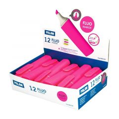 Milan marcador fluorescente fluo rosa punta biselada caja expositoria 12u