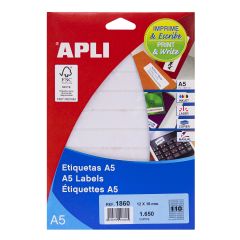 APLI Labels A5 Print&Write 12 x 18mm etiqueta autoadhesiva Blanco 1870 pieza(s)