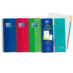 Oxford cuaderno 2 en 1 europeanbook 5 microperforado 100h 5x5 t/extraduras 5 separadores a4+ colores vivos -10u