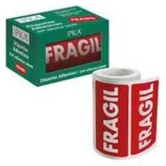 Dohe packia rollo etiquetas adhesivas preimpresas para envíos / 100 x 50 mm / "fragil"
