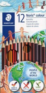 Staedtler noris colour 185 pack de 12 lapices hexagonales de colores - fabricados en wopex - muy resistentes - madera de fuentes sostenibles - colores surtidos