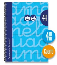 Lamela cuaderno espiral cubierta extradura 80h 4º cuadrícula 4mm c/ margen azul pack -5u-