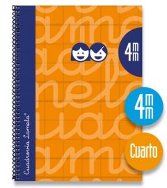Lamela cuaderno espiral cubierta extradura 80h 4º cuadrícula 4mm c/ margen naranja pack -5u-