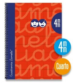 Lamela cuaderno espiral cubierta extradura 80h 4º cuadrícula 4mm c/ margen rojo pack -5u-