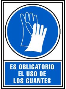 Archivo 2000 señal "obligatorio uso de guantes" 210x297 pvc azul y blanco