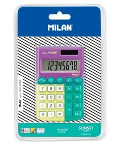 Milan pocket sunset calculadora 8 digitos - calculadora de bolsillo - tacto suave - 3 teclas de memoria y raiz cuadrada - color turquesa y amarillo