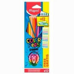 Maped lápices de colores color´peps strong c/etiquetas surtidos en estuche de 12