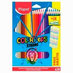 Maped lápices de colores color´peps strong c/etiquetas surtidos en estuche de 24