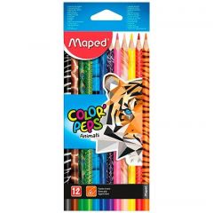 Maped kleurpotloden Color'Peps Animals, kartonnen etui met 12 stuks in geassorteerde kleuren