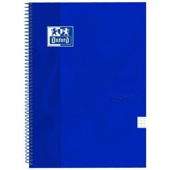 Oxford cuaderno espiral denim touch 80h 4x4 t/extraduras folio azul -pack 5u-