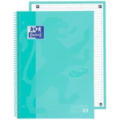Oxford cuaderno europeanbook 1 school microperforado 80 hojas 1 línea tapas extraduras touch a4+ ice mint pastel -5u-