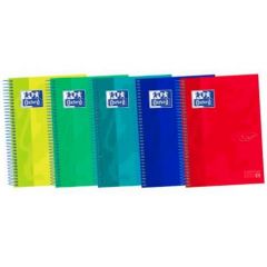 Oxford cuaderno europeanbook 4 touch 120 hojas 5x5 microperforado t/ extraduras a5+ colores surtidos vivos-pack 5-
