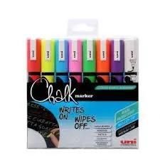 Uni-Ball Chalk marcador de tiza Azul, Verde, Naranja, Rosa, Rojo, Violeta, Blanco, Amarillo 8 pieza(s)