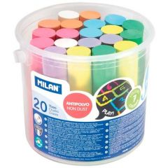 Milan pack de 20 tizas maxi - redondas - antipolvo - no contienen caseina ni yeso - colores surtidos