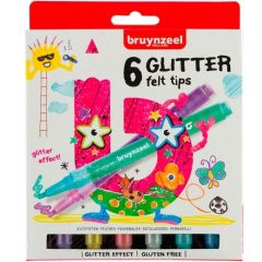 Talens bruynzeel estuche 6 rotuladores glitter kids brillantes colores surtidos