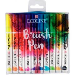 Talens ecoline rotulador brush pen punta pincel colores surtidos en estuche de 10