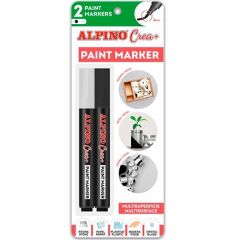 Alpino rotuladores crea + paint marker para decoración todas superficies pack de 2 blanco/negro